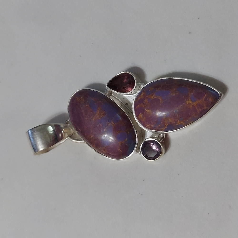 PURPLE Copper Turquoise Sterling Silver Pendant